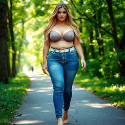 A beautiful, stunning, sexy girl with medium breasts and very wide, bulging hips