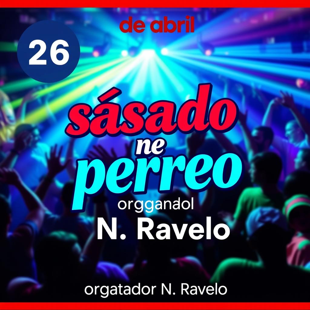 A vibrant and energetic poster background featuring a lively party atmosphere, with people dancing and enjoying themselves