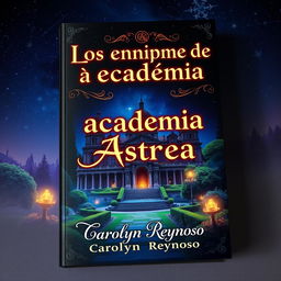 A captivating book cover for 'Los enigmas de la academia Astrea'
