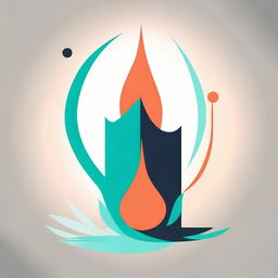 An abstract logo taking the form of a candle, using shades of turquoise and dark salmon.