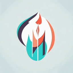 An abstract logo taking the form of a candle, using shades of turquoise and dark salmon.