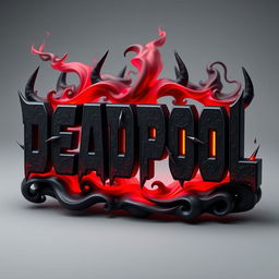 A captivating 3D representation of the word 'DEADPOOL' designed with a demonic flair