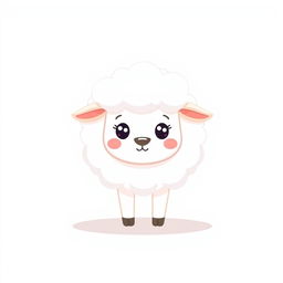 A cartoon minimalist depiction of a sheep, featuring simple and clean lines, a fluffy body represented by just a few curvy shapes, and a cute friendly face with large eyes and a small smile