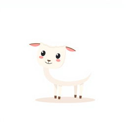 A cartoon minimalist depiction of a sheep, featuring simple and clean lines, a fluffy body represented by just a few curvy shapes, and a cute friendly face with large eyes and a small smile