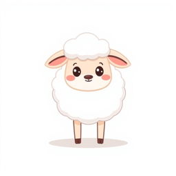 A cartoon minimalist depiction of a sheep, featuring simple and clean lines, a fluffy body represented by just a few curvy shapes, and a cute friendly face with large eyes and a small smile