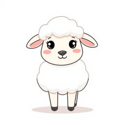 A cartoon minimalist depiction of a sheep, featuring simple and clean lines, a fluffy body represented by just a few curvy shapes, and a cute friendly face with large eyes and a small smile