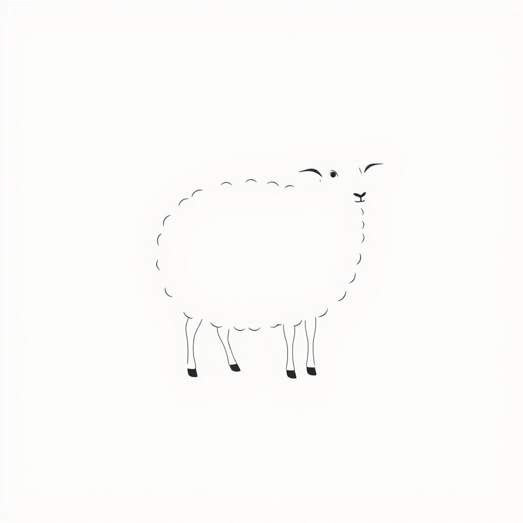 A minimalist representation of a sheep, showcasing a simple and elegant design