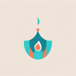 A minimalist abstract logo in the shape of a candle, colored in hues of turquoise and dark salmon.