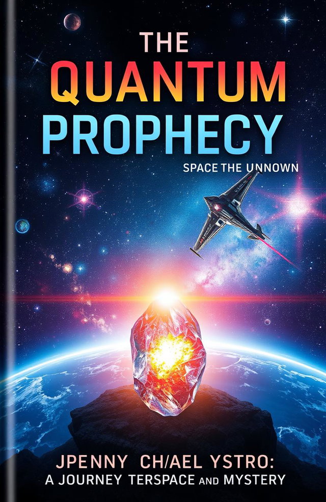 A visually captivating book cover design for a science fiction novel titled 'The Quantum Prophecy'
