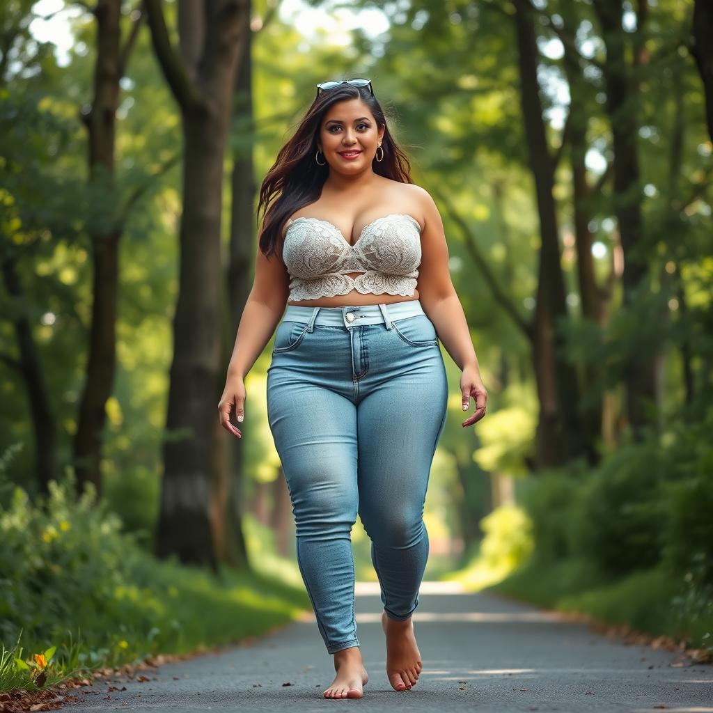A beautiful and stunning curvy girl with medium breasts and very wide, fat bulging hips