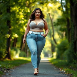 A beautiful and stunning curvy girl with medium breasts and very wide, fat bulging hips