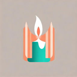 A minimalist abstract logo in the shape of a candle, colored in hues of turquoise and dark salmon.