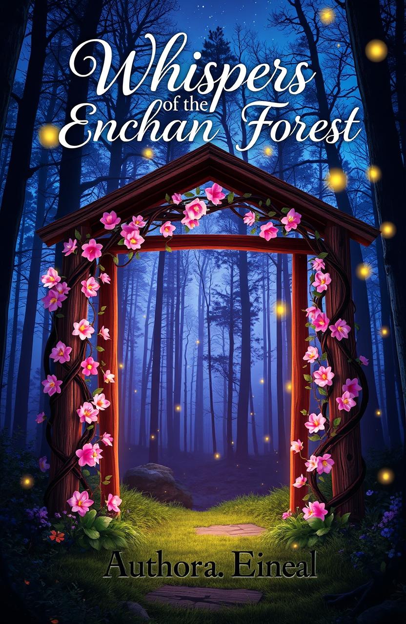 A captivating eBook cover design featuring a mystical forest at twilight