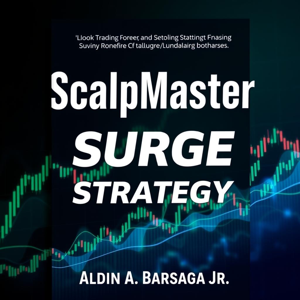A visually striking book cover for 'ScalpMaster Surge Strategy' by Aldin A