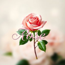 A beautifully crafted design featuring a single stunning rose at the center, intricately detailed with delicate petals and lush green leaves