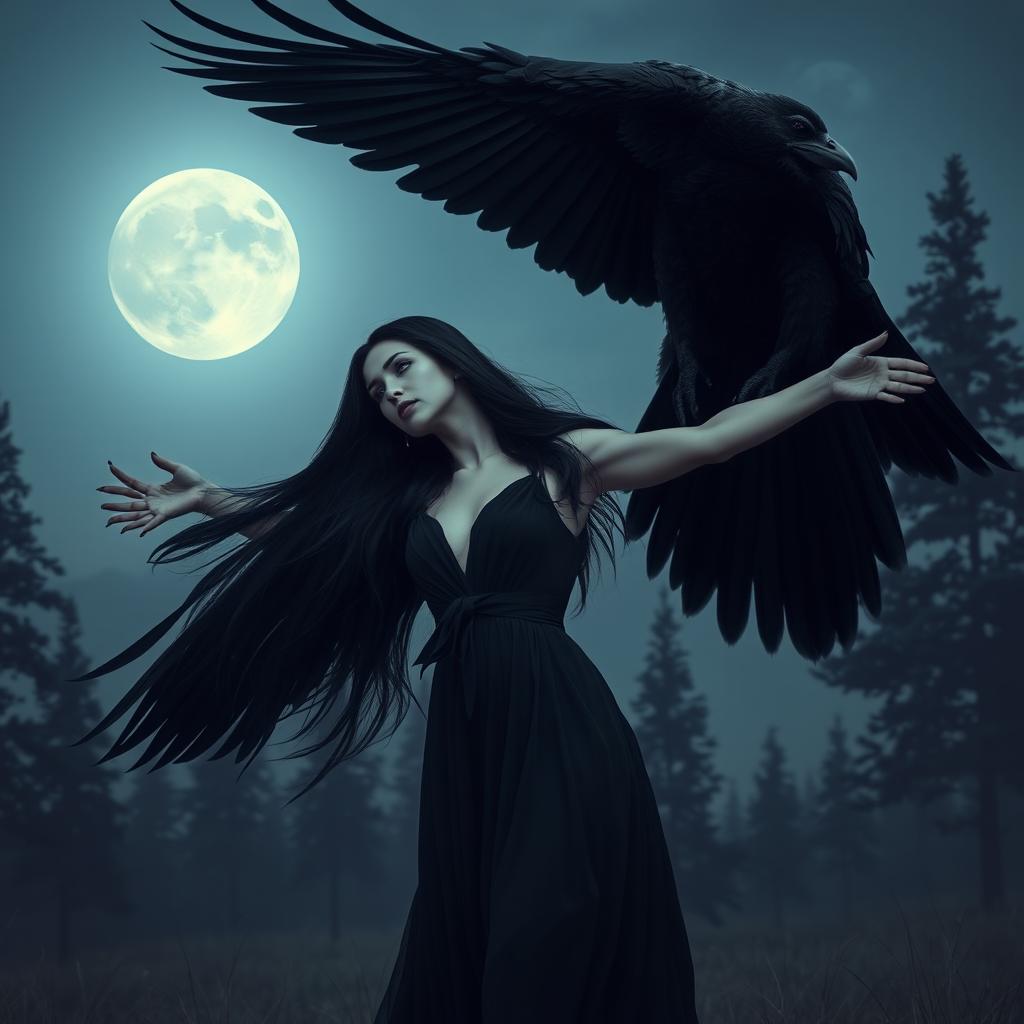 Embrace the Magic: Woman Transforming into a Crow