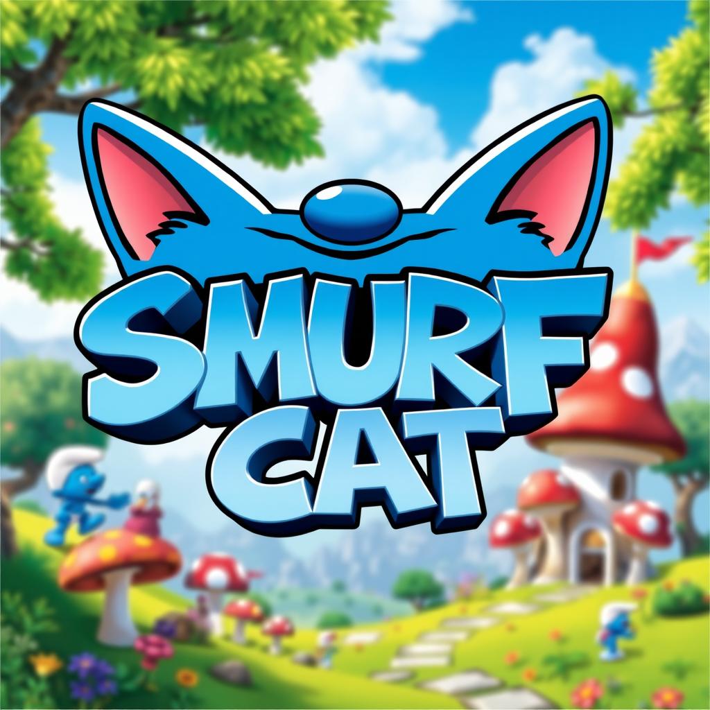 A creative movie logo design featuring the title 'SMURF CAT' in bold, playful typography