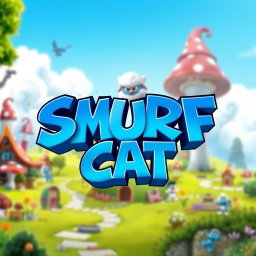 A creative movie logo design featuring the title 'SMURF CAT' in bold, playful typography