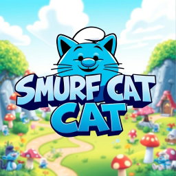 A creative movie logo design featuring the title 'SMURF CAT' in bold, playful typography