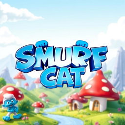 A creative movie logo design featuring the title 'SMURF CAT' in bold, playful typography