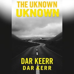 A suspenseful book cover design for a noir novel titled 'THE UKNOWN' by 'DAR KERR'