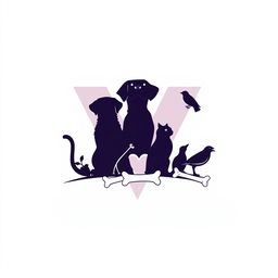 A creative logo design representing Veterinary Medicine, featuring a prominent and bold letter 'V' in the background