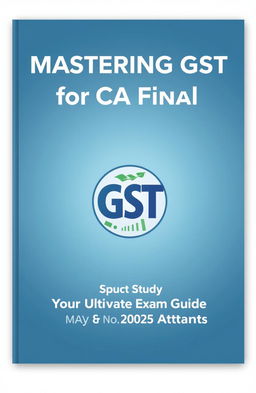 A clean and professional book cover design for a guide on GST (Goods and Services Tax), specifically targeted towards CA Final students preparing for their exams in May 2025 or November 2025