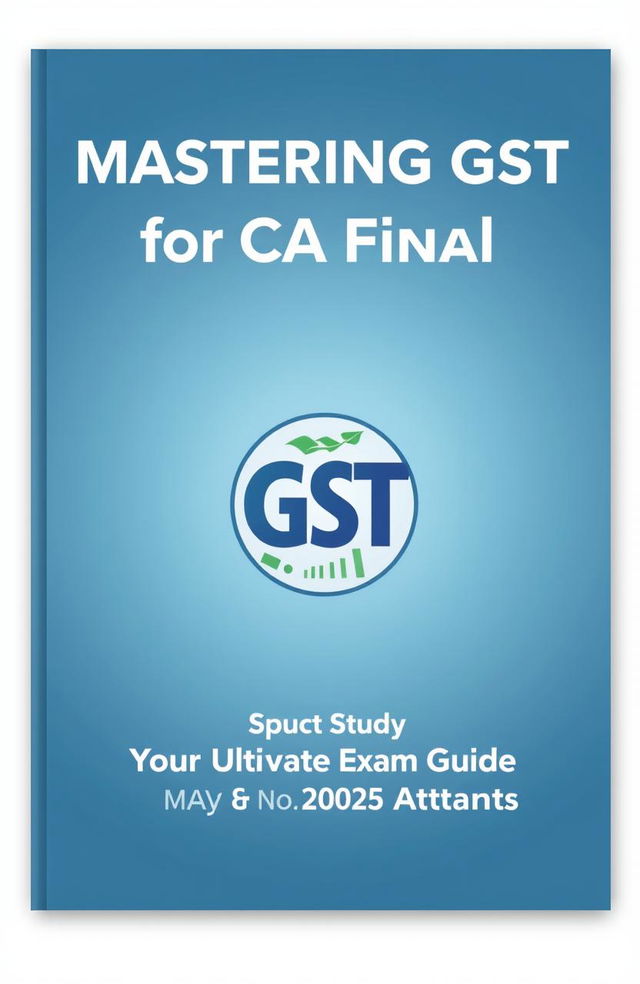A clean and professional book cover design for a guide on GST (Goods and Services Tax), specifically targeted towards CA Final students preparing for their exams in May 2025 or November 2025