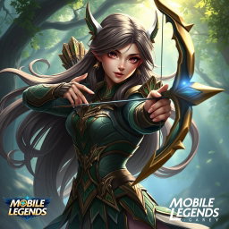 A dynamic and striking portrait of Miya, a hero character from Mobile Legends