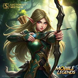 A dynamic and striking portrait of Miya, a hero character from Mobile Legends