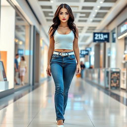 A full length photograph of a sexy, stunning, and beautiful 18-year-old girl with pale skin and glossy black hair