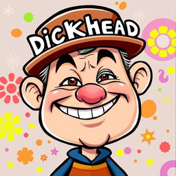 A cartoonish representation of a humorous character with exaggerated features, including a large head and a playful expression