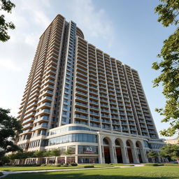 A 20-story residential tower with a dynamic form inspired by Chogha Zanbil, soaring toward the sky