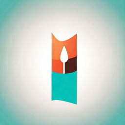 A simplified abstract logo representing a candle, utilizing clean lines in turquoise and dark salmon colors.