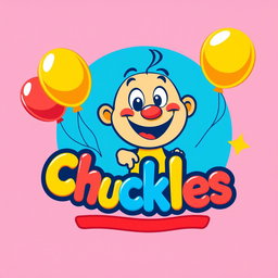 A colorful and cheerful logo featuring a friendly cartoon character named Chuckles, designed to appeal to children