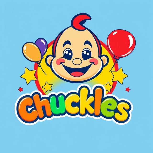 A colorful and cheerful logo featuring a friendly cartoon character named Chuckles, designed to appeal to children