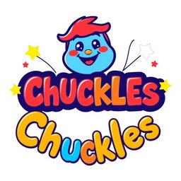 A colorful and cheerful logo featuring a friendly cartoon character named Chuckles, designed to appeal to children