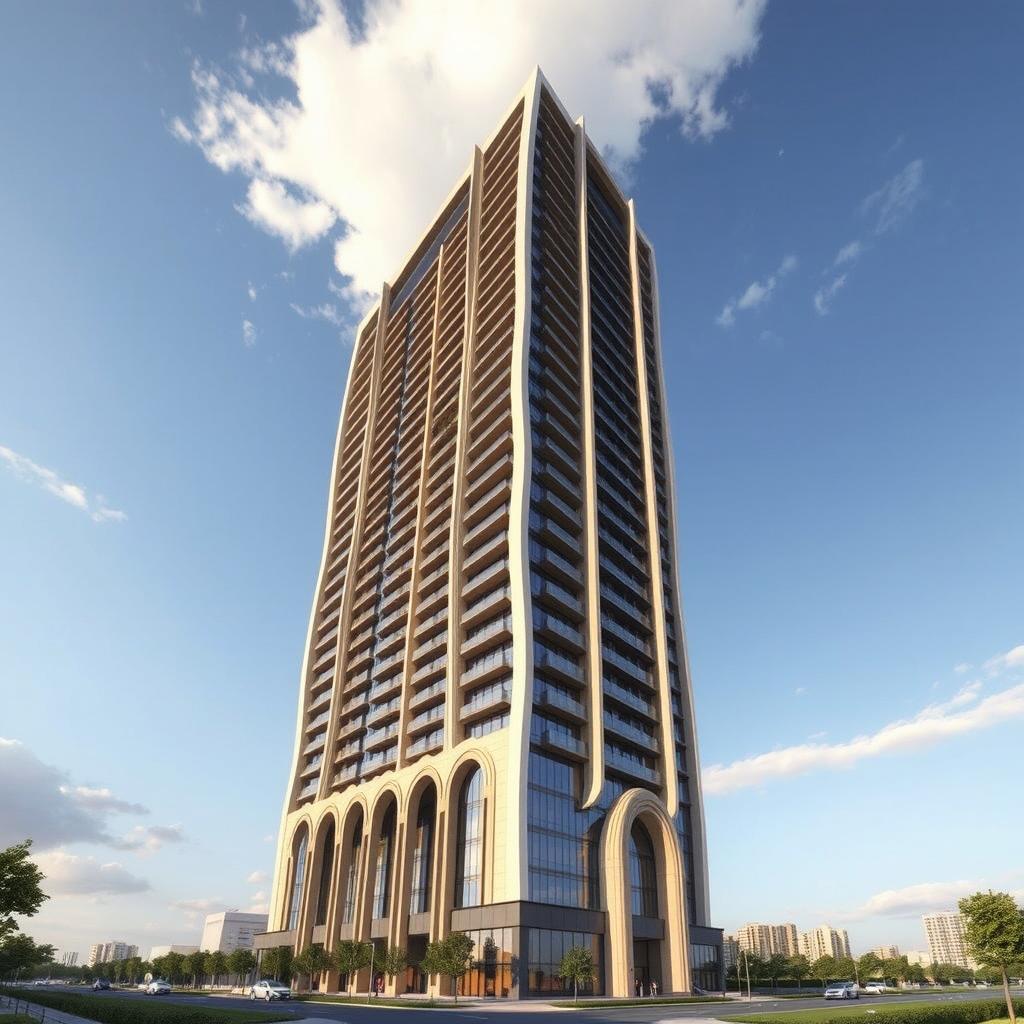 A dynamic 20-story residential tower inspired by Chogha Zanbil soaring towards the sky