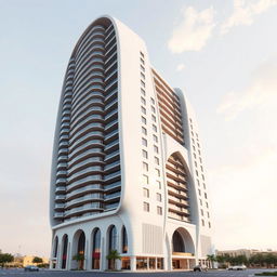 A 20-story residential tower with a dynamic form inspired by the Apadana Palace, reaching towards the sky