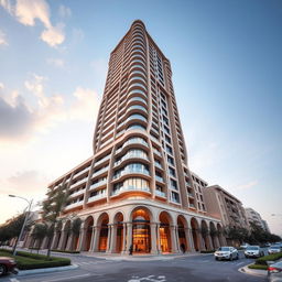 A 20-story residential tower with a dynamic form inspired by the Apadana Palace, reaching towards the sky