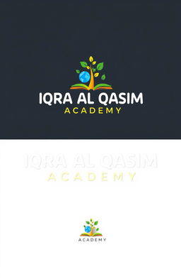 A modern and vibrant design for a primary school logo, featuring the name 'IQRA AL QASIM ACADEMY'
