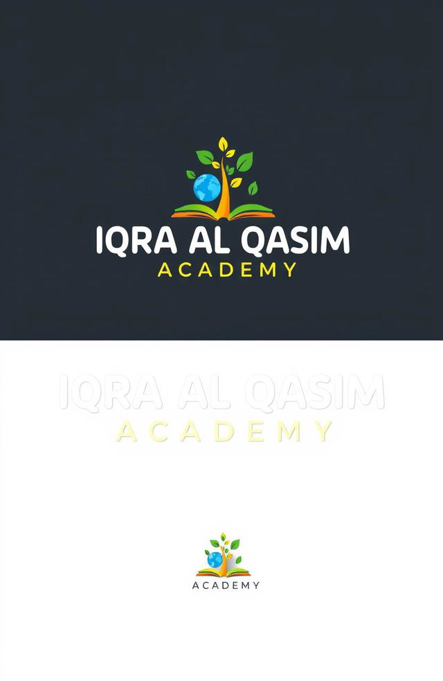 A modern and vibrant design for a primary school logo, featuring the name 'IQRA AL QASIM ACADEMY'