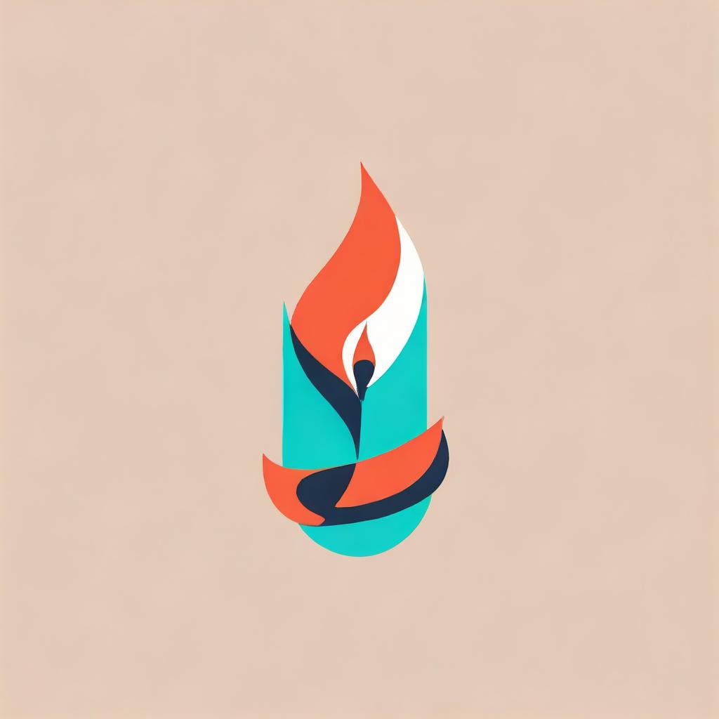 An extremely simple logo, designed as a stark, abstract candle shape in contrasting shades of turquoise and dark salmon.