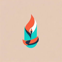 An extremely simple logo, designed as a stark, abstract candle shape in contrasting shades of turquoise and dark salmon.