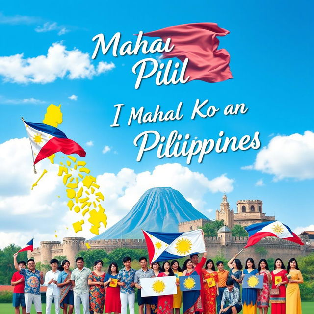 A vibrant and heartfelt poster celebrating the love and pride for the Philippines