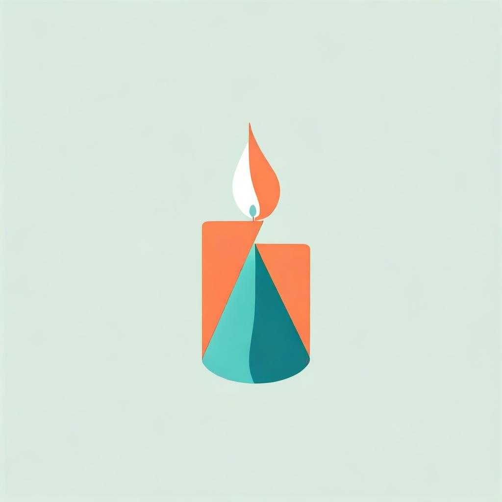 An extremely simple logo, designed as a stark, abstract candle shape in contrasting shades of turquoise and dark salmon.