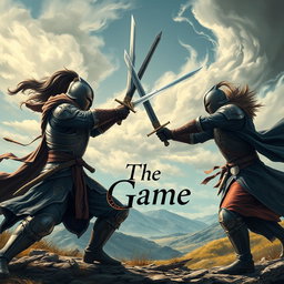 Two fierce warriors engaged in an intense duel, each wielding two swords