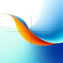 An abstract representation of a mathematical limit of a function, featuring smooth, flowing curves and a straight line converging towards a single point