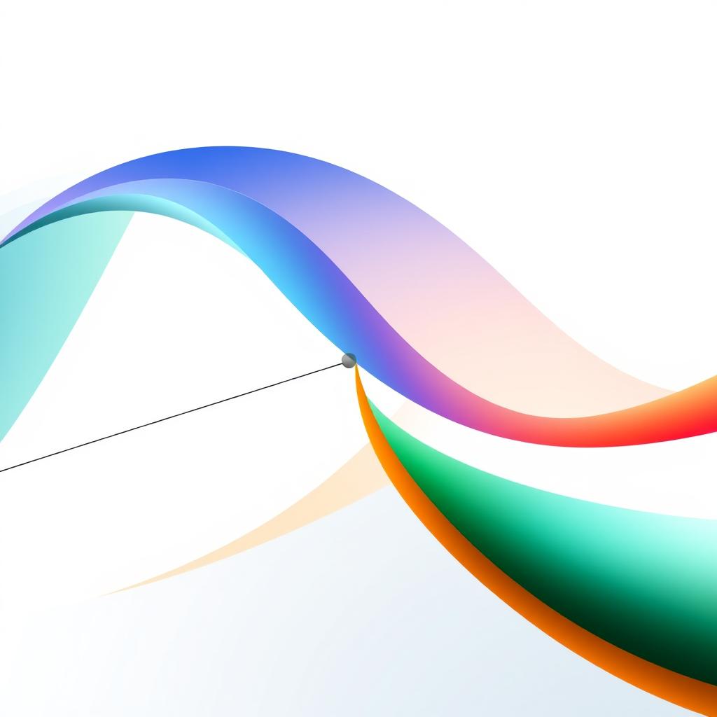 An abstract representation of a mathematical limit of a function, featuring smooth, flowing curves and a straight line converging towards a single point