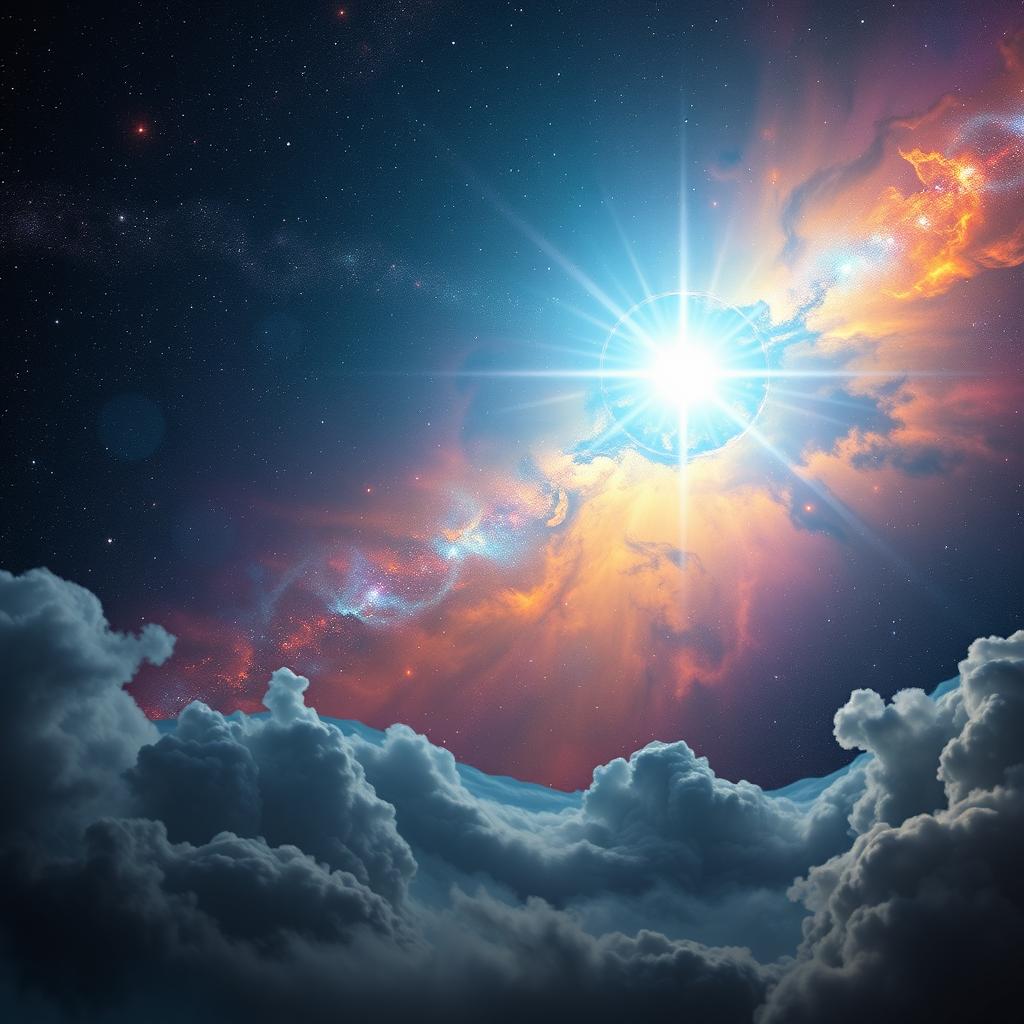 A breathtaking view of a lost star in the cosmos, shimmering brightly against a backdrop of deep space filled with colorful nebulae and twinkling distant galaxies